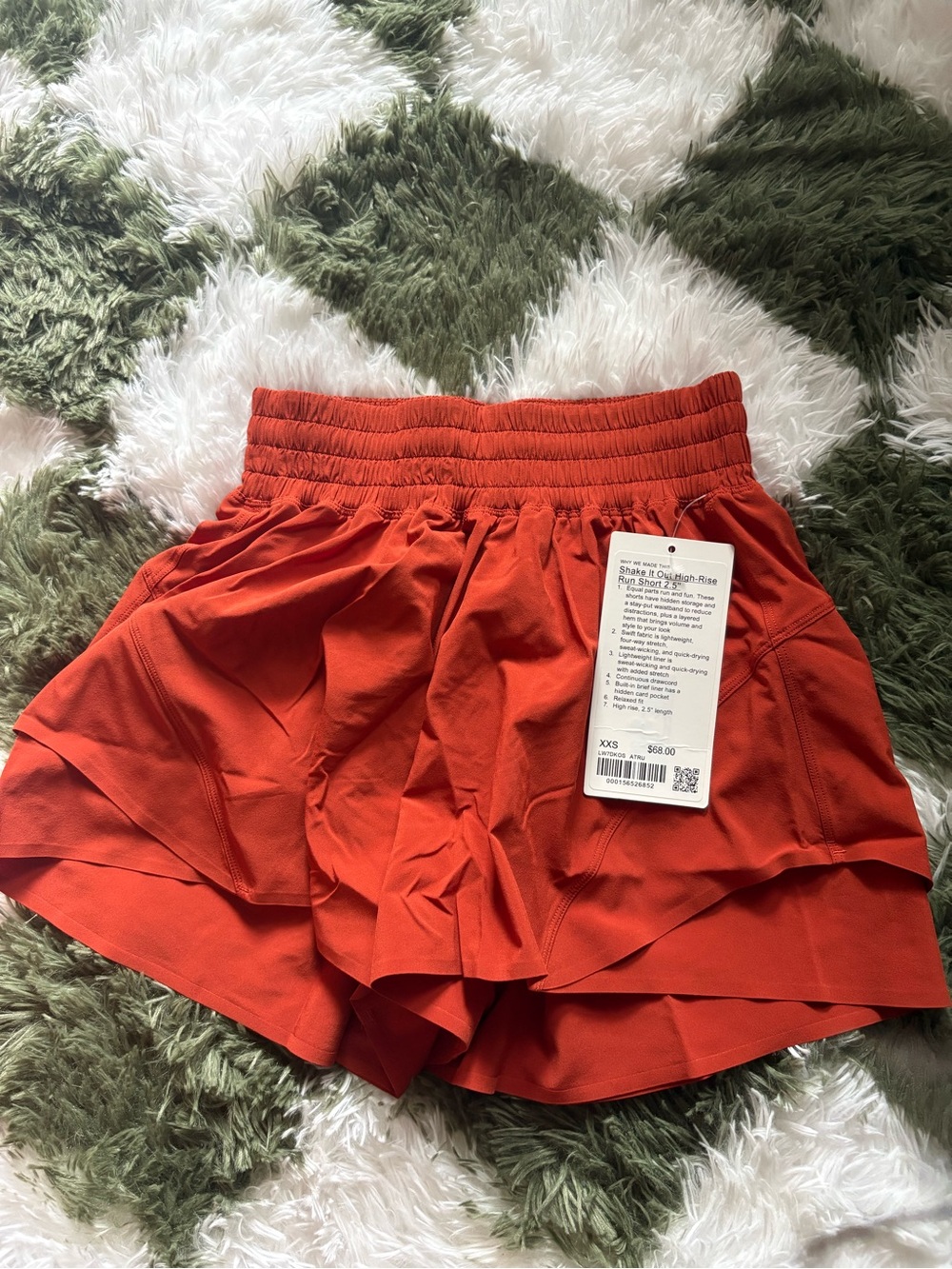 Lululemon shake it out high rise 2.5 inch shorts amber
